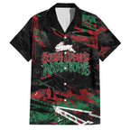 Personalized South Sydney Rabbitohs Family Matching Long Sleeve Bodycon Dress and Hawaiian Shirt Graffiti Grunge Abstract Urban Street Style Design