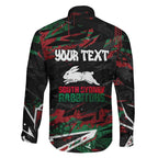 Personalized South Sydney Rabbitohs Family Matching Long Sleeve Bodycon Dress and Hawaiian Shirt Graffiti Grunge Abstract Urban Street Style Design