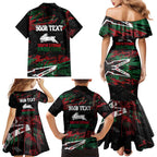 Personalized South Sydney Rabbitohs Family Matching Mermaid Dress and Hawaiian Shirt Graffiti Grunge Abstract Urban Street Style Design