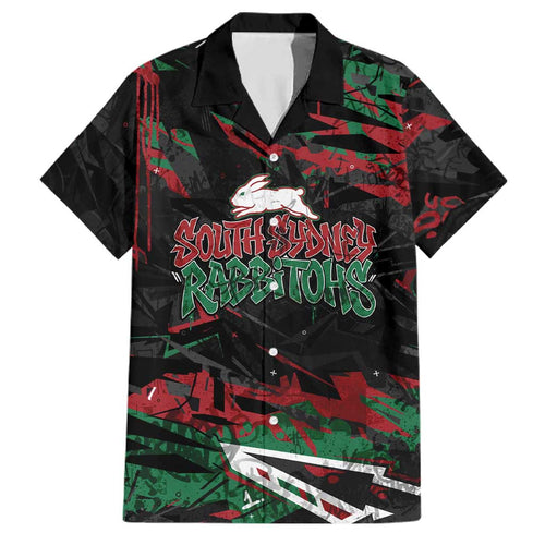 Personalized South Sydney Rabbitohs Family Matching Mermaid Dress and Hawaiian Shirt Graffiti Grunge Abstract Urban Street Style Design