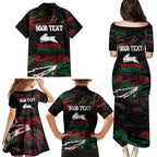 Personalized South Sydney Rabbitohs Family Matching Puletasi and Hawaiian Shirt Graffiti Grunge Abstract Urban Street Style Design