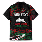 Personalized South Sydney Rabbitohs Family Matching Short Sleeve Bodycon Dress and Hawaiian Shirt Graffiti Grunge Abstract Urban Street Style Design