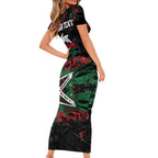 Personalized South Sydney Rabbitohs Family Matching Short Sleeve Bodycon Dress and Hawaiian Shirt Graffiti Grunge Abstract Urban Street Style Design