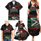 Personalized South Sydney Rabbitohs Family Matching Summer Maxi Dress and Hawaiian Shirt Graffiti Grunge Abstract Urban Street Style Design