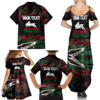 Personalized South Sydney Rabbitohs Family Matching Summer Maxi Dress and Hawaiian Shirt Graffiti Grunge Abstract Urban Street Style Design