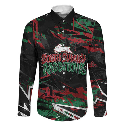 Personalized South Sydney Rabbitohs Family Matching Summer Maxi Dress and Hawaiian Shirt Graffiti Grunge Abstract Urban Street Style Design
