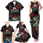 Personalized South Sydney Rabbitohs Family Matching Tank Maxi Dress and Hawaiian Shirt Graffiti Grunge Abstract Urban Street Style Design