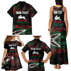 Personalized South Sydney Rabbitohs Family Matching Tank Maxi Dress and Hawaiian Shirt Graffiti Grunge Abstract Urban Street Style Design