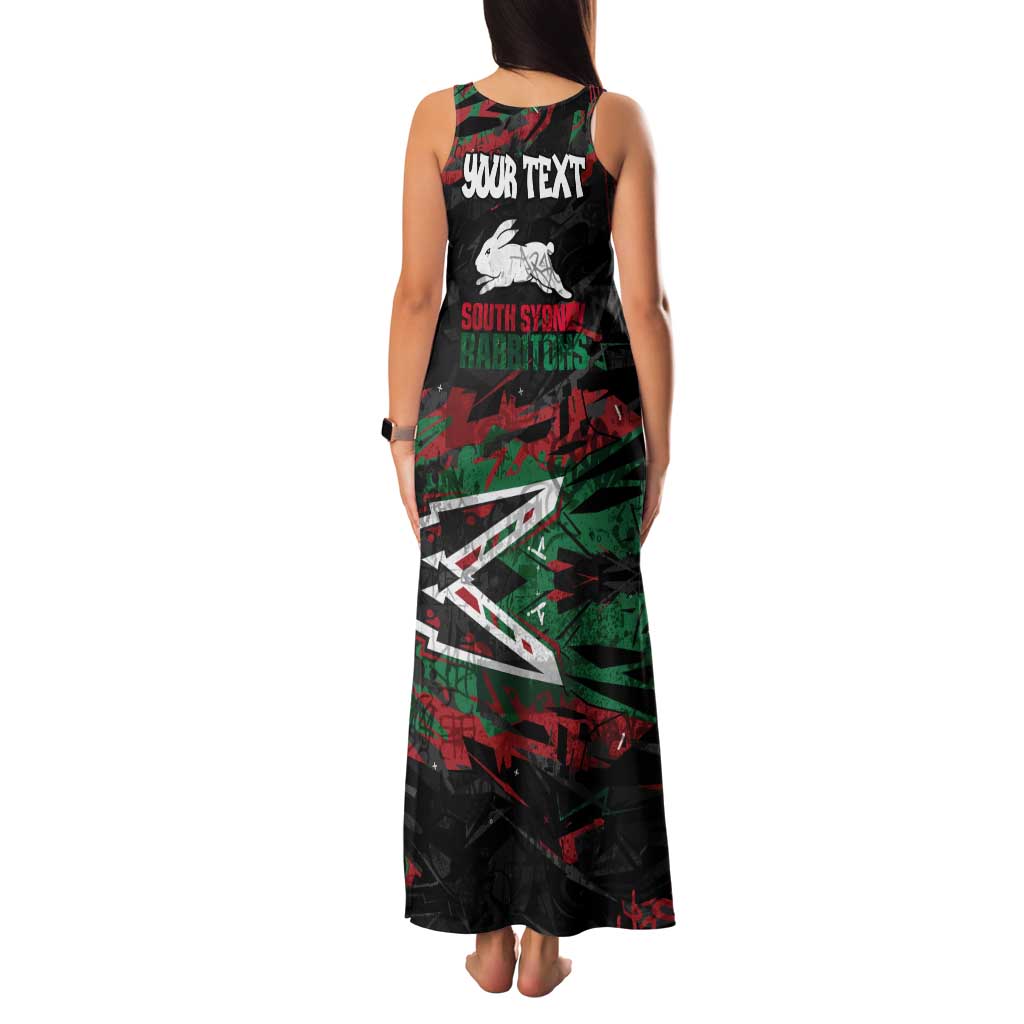 Personalized South Sydney Rabbitohs Family Matching Tank Maxi Dress and Hawaiian Shirt Graffiti Grunge Abstract Urban Street Style Design