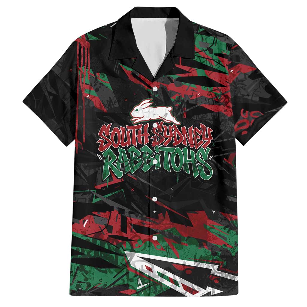 Personalized South Sydney Rabbitohs Hawaiian Shirt Graffiti Grunge Abstract Urban Street Style Design