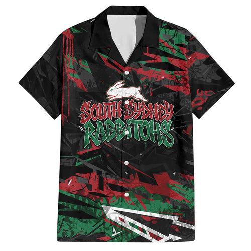 Personalized South Sydney Rabbitohs Hawaiian Shirt Graffiti Grunge Abstract Urban Street Style Design
