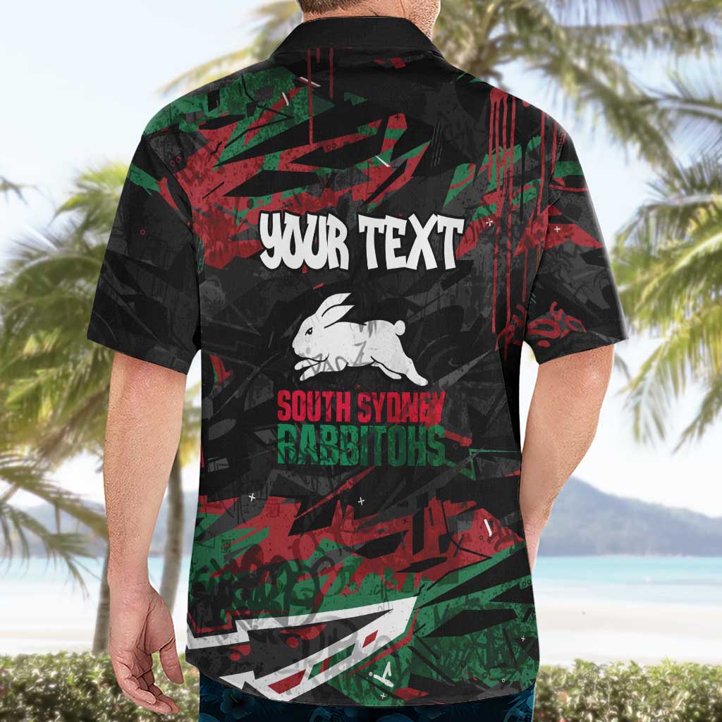 Personalized South Sydney Rabbitohs Hawaiian Shirt Graffiti Grunge Abstract Urban Street Style Design