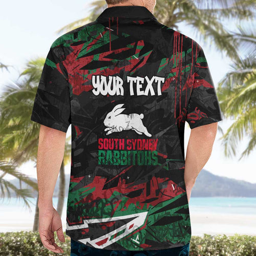 Personalized South Sydney Rabbitohs Hawaiian Shirt Graffiti Grunge Abstract Urban Street Style Design