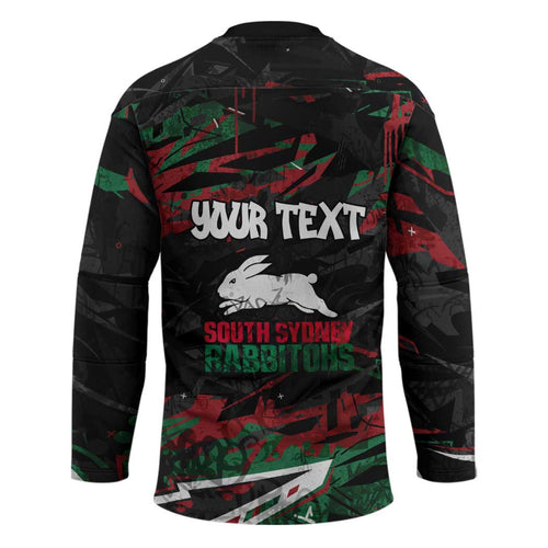 Personalized South Sydney Rabbitohs Hockey Jersey Graffiti Grunge Abstract Urban Street Style Design