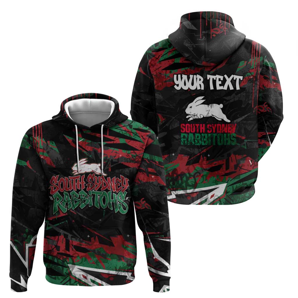 Personalized South Sydney Rabbitohs Hoodie Graffiti Grunge Abstract Urban Street Style Design