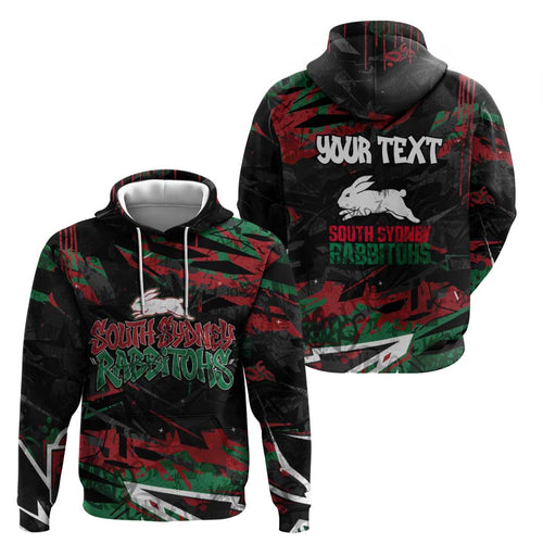 Personalized South Sydney Rabbitohs Hoodie Graffiti Grunge Abstract Urban Street Style Design