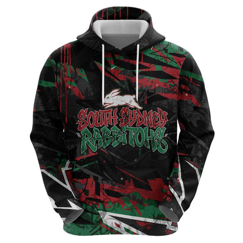 Personalized South Sydney Rabbitohs Hoodie Graffiti Grunge Abstract Urban Street Style Design