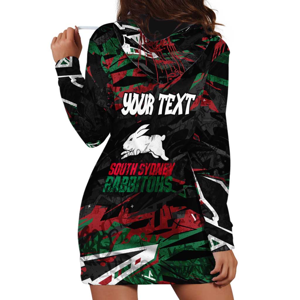 Personalized South Sydney Rabbitohs Hoodie Dress Graffiti Grunge Abstract Urban Street Style Design