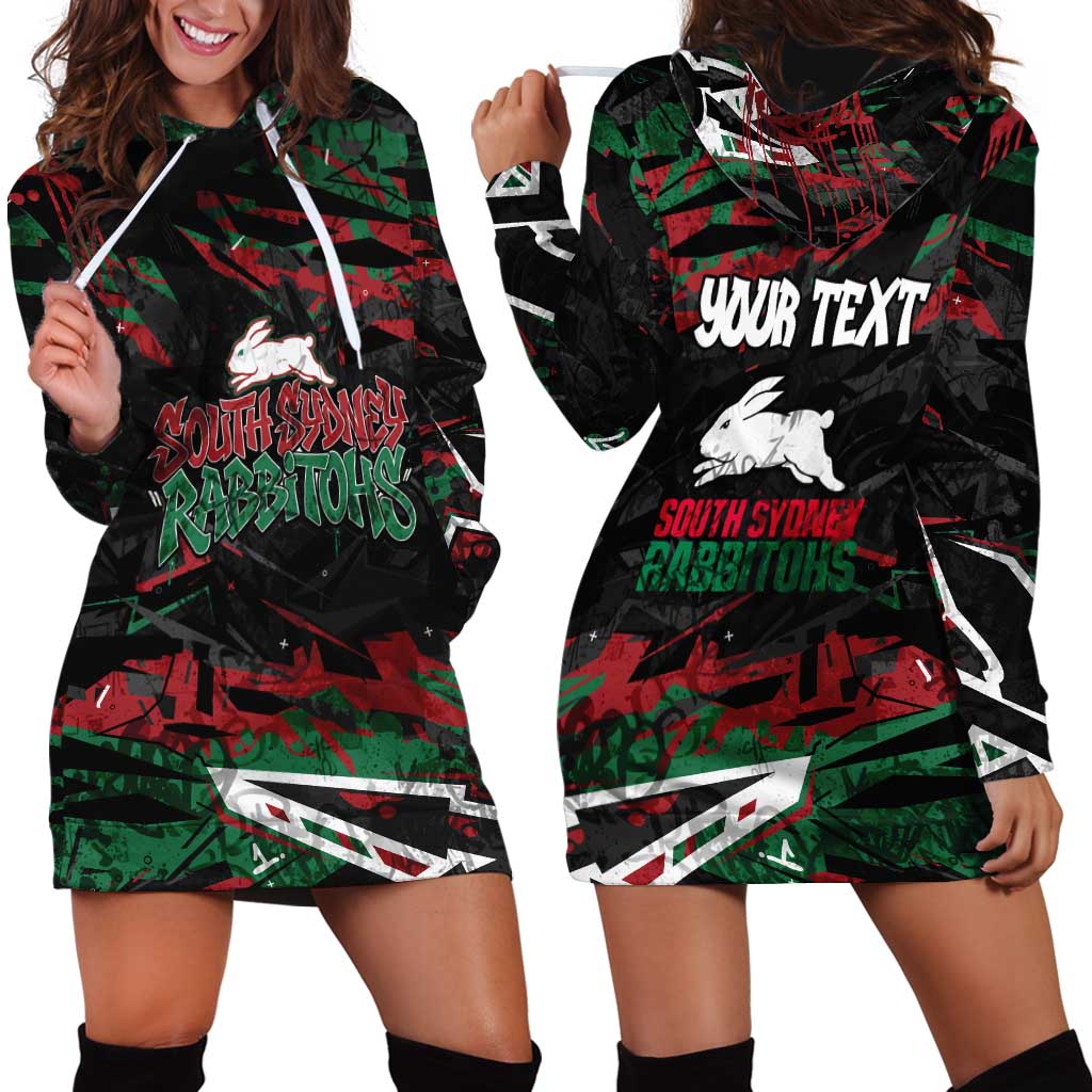Personalized South Sydney Rabbitohs Hoodie Dress Graffiti Grunge Abstract Urban Street Style Design