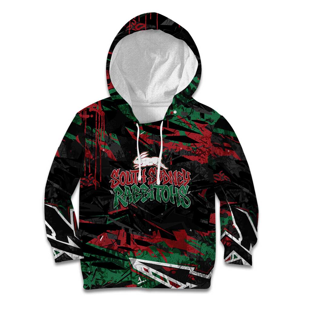 Personalized South Sydney Rabbitohs Kid Hoodie Graffiti Grunge Abstract Urban Street Style Design
