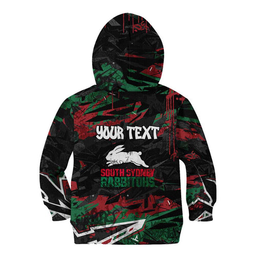 Personalized South Sydney Rabbitohs Kid Hoodie Graffiti Grunge Abstract Urban Street Style Design