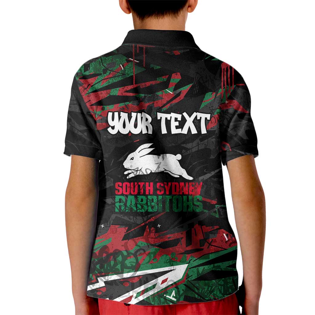 Personalized South Sydney Rabbitohs Kid Polo Shirt Graffiti Grunge Abstract Urban Street Style Design