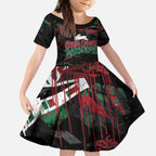Personalized South Sydney Rabbitohs Kid Short Sleeve Dress Graffiti Grunge Abstract Urban Street Style Design