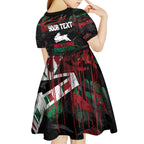 Personalized South Sydney Rabbitohs Kid Short Sleeve Dress Graffiti Grunge Abstract Urban Street Style Design