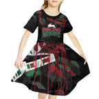 Personalized South Sydney Rabbitohs Kid Short Sleeve Dress Graffiti Grunge Abstract Urban Street Style Design