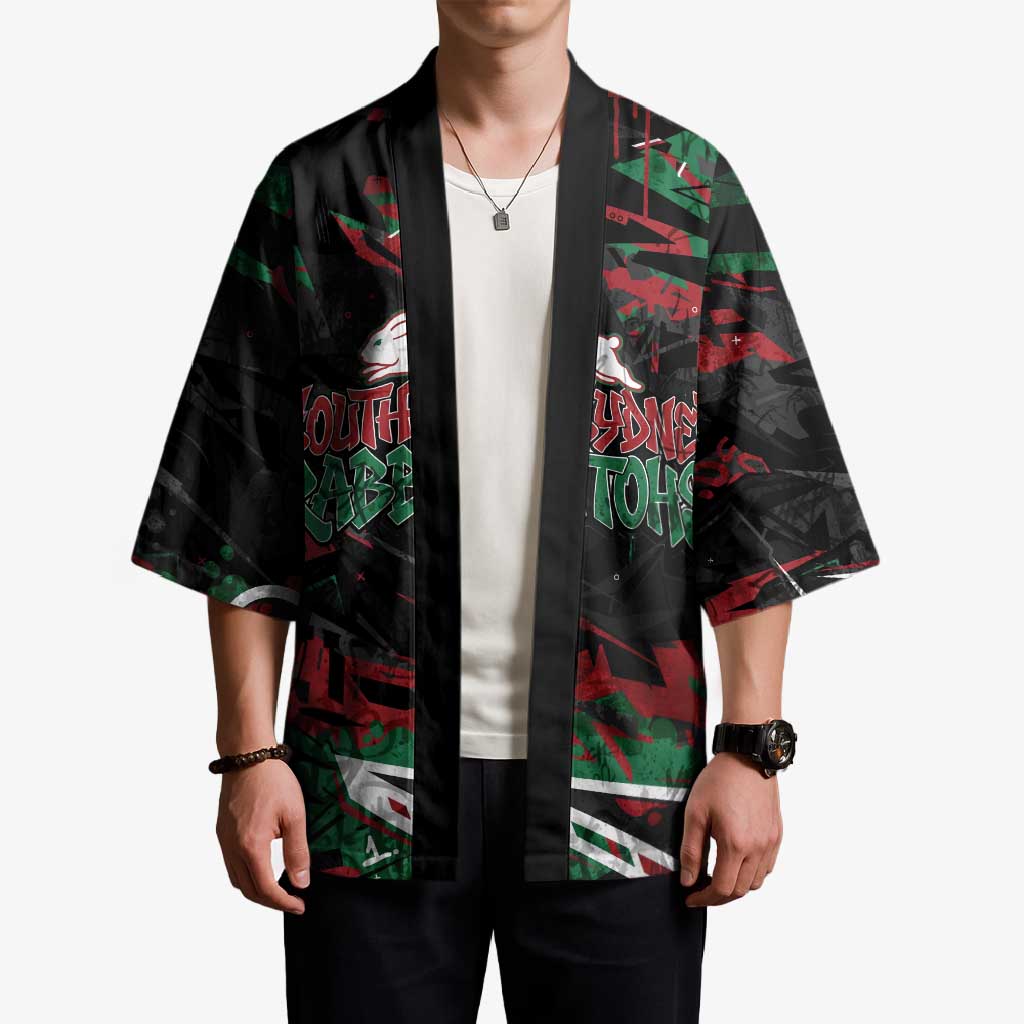 Personalized South Sydney Rabbitohs Kimono Graffiti Grunge Abstract Urban Street Style Design
