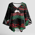 Personalized South Sydney Rabbitohs Kimono Sleeve Blouse Graffiti Grunge Abstract Urban Street Style Design