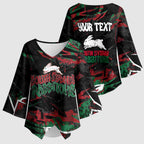 Personalized South Sydney Rabbitohs Kimono Sleeve Blouse Graffiti Grunge Abstract Urban Street Style Design