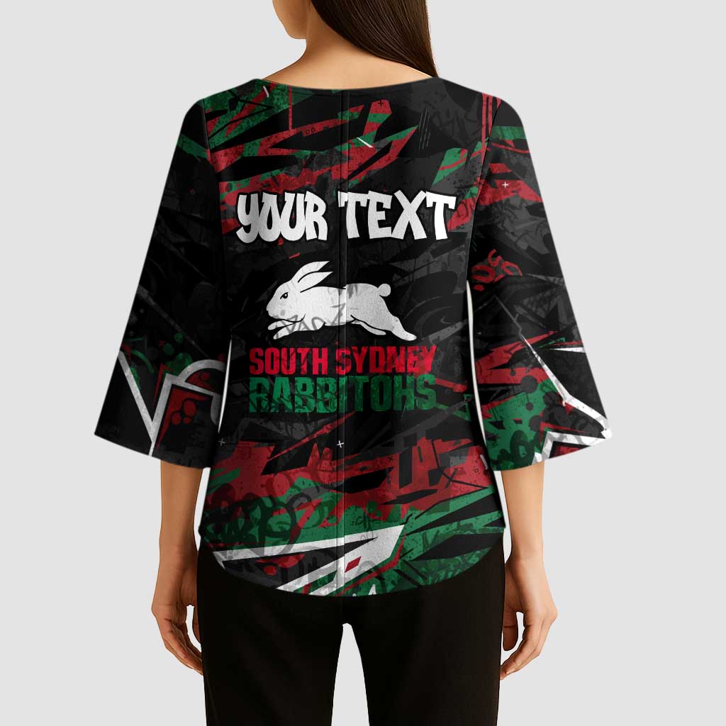 Personalized South Sydney Rabbitohs Kimono Sleeve Blouse Graffiti Grunge Abstract Urban Street Style Design