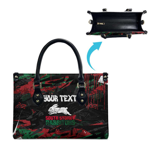 Personalized South Sydney Rabbitohs Leather Bag Graffiti Grunge Abstract Urban Street Style Design