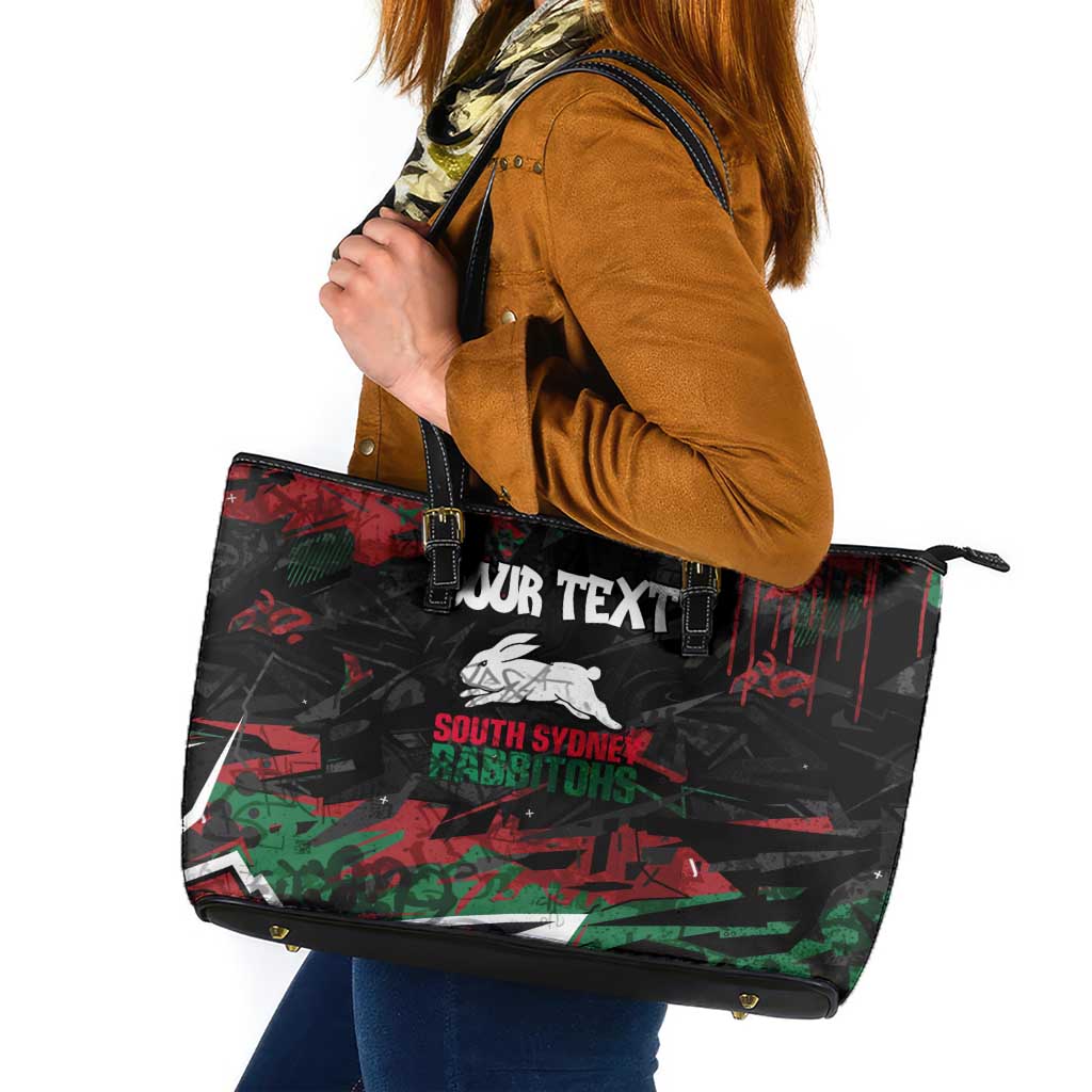 Personalized South Sydney Rabbitohs Leather Tote Bag Graffiti Grunge Abstract Urban Street Style Design