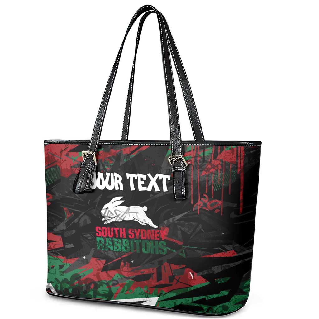 Personalized South Sydney Rabbitohs Leather Tote Bag Graffiti Grunge Abstract Urban Street Style Design