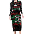 Personalized South Sydney Rabbitohs Long Sleeve Bodycon Dress Graffiti Grunge Abstract Urban Street Style Design