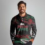 Personalized South Sydney Rabbitohs Long Sleeve Polo Shirt Graffiti Grunge Abstract Urban Street Style Design