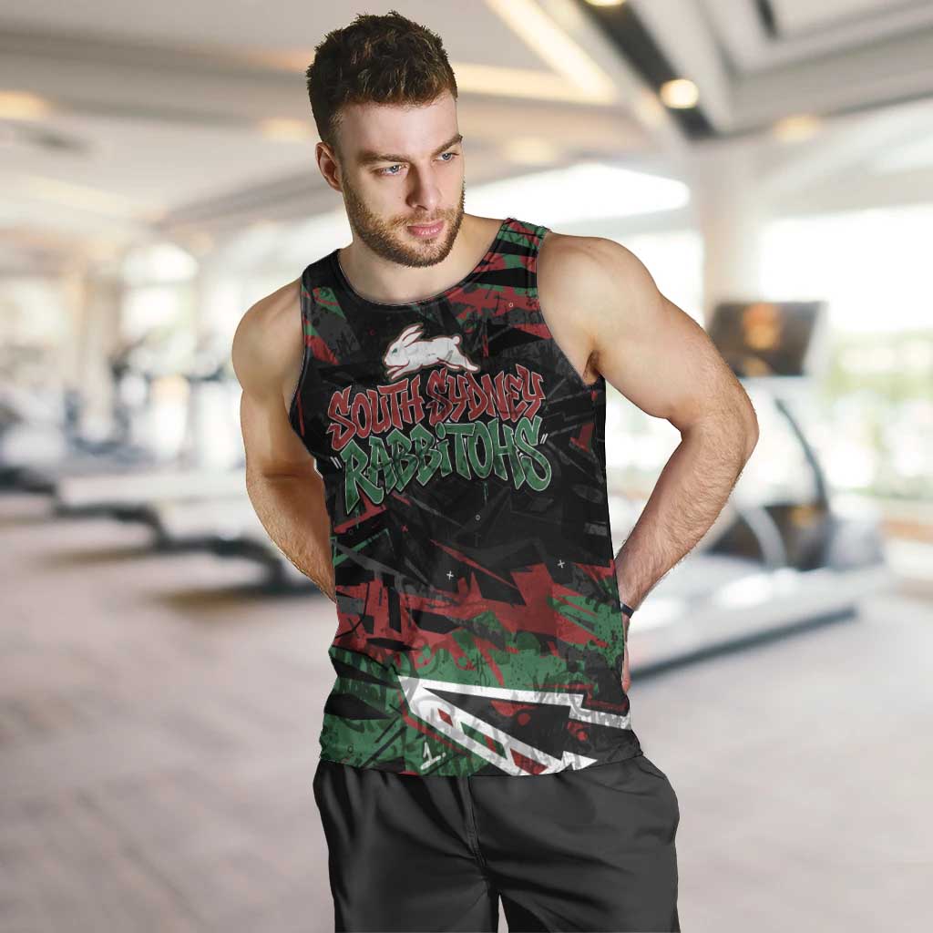 Personalized South Sydney Rabbitohs Men Tank Top Graffiti Grunge Abstract Urban Street Style Design