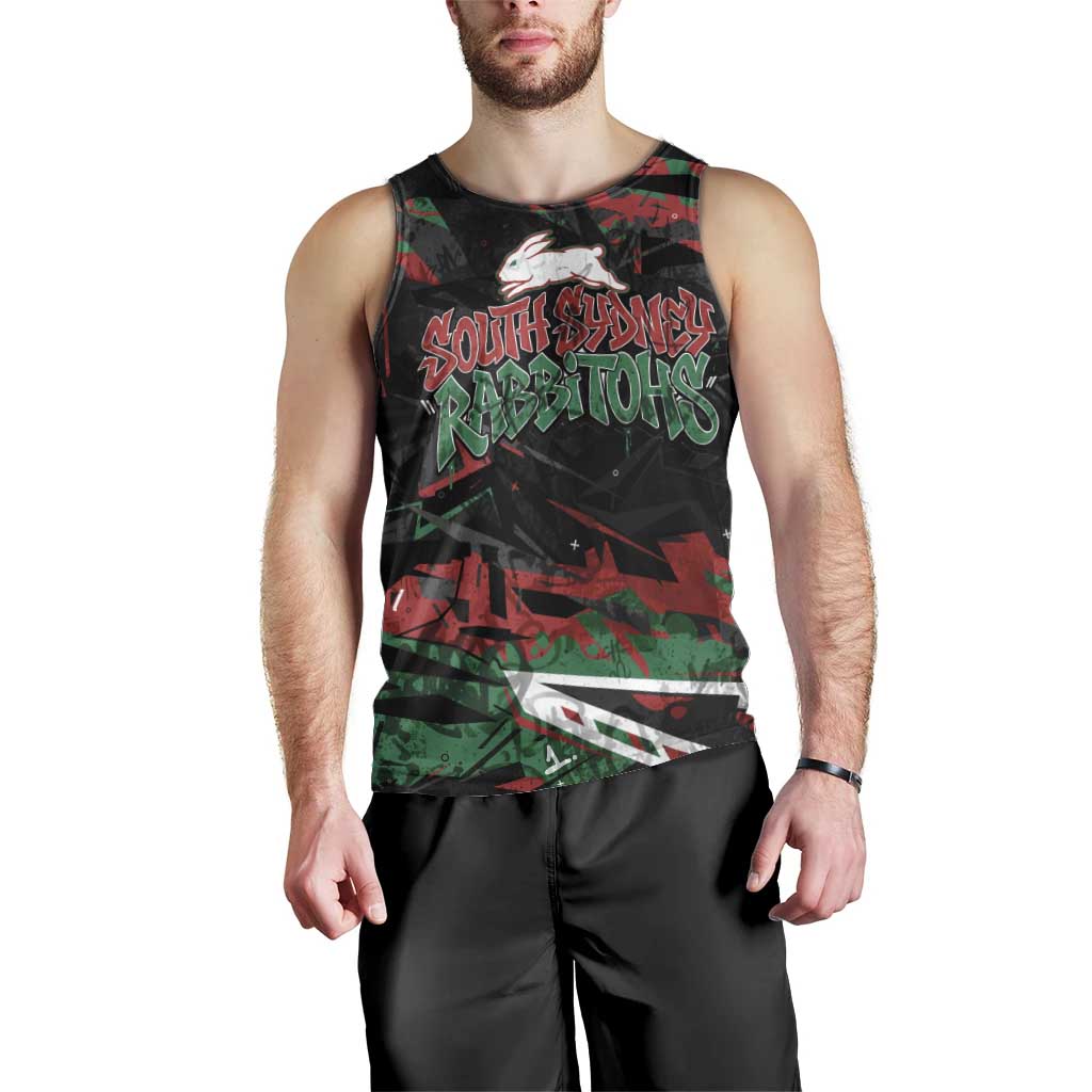 Personalized South Sydney Rabbitohs Men Tank Top Graffiti Grunge Abstract Urban Street Style Design