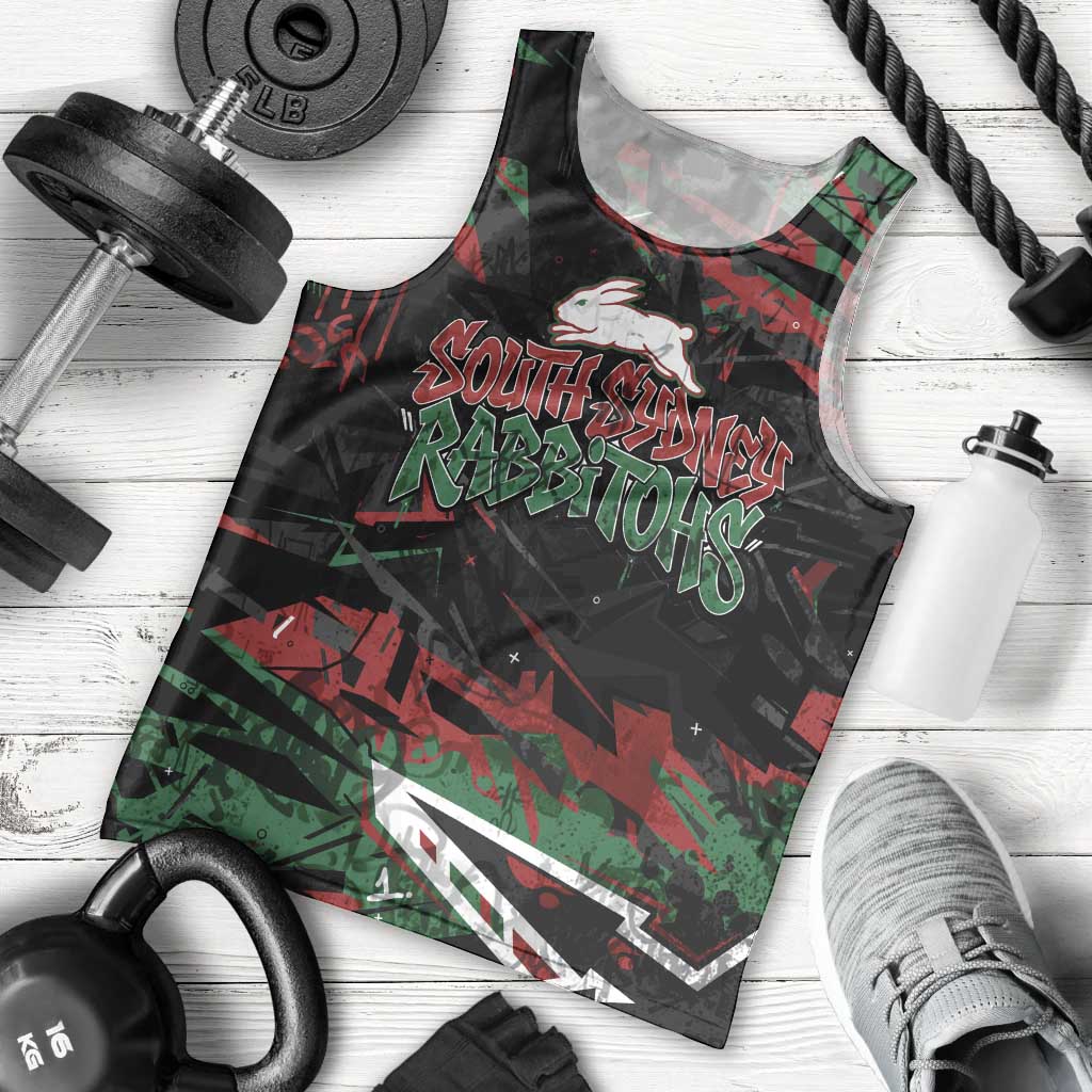 Personalized South Sydney Rabbitohs Men Tank Top Graffiti Grunge Abstract Urban Street Style Design