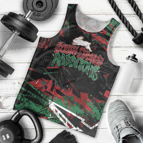Personalized South Sydney Rabbitohs Men Tank Top Graffiti Grunge Abstract Urban Street Style Design