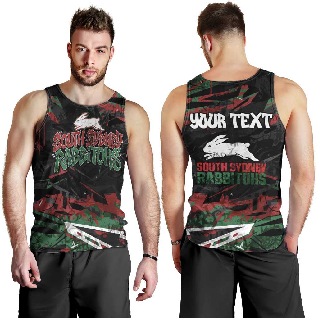Personalized South Sydney Rabbitohs Men Tank Top Graffiti Grunge Abstract Urban Street Style Design