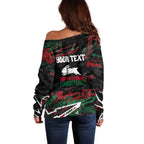 Personalized South Sydney Rabbitohs Off Shoulder Sweater Graffiti Grunge Abstract Urban Street Style Design