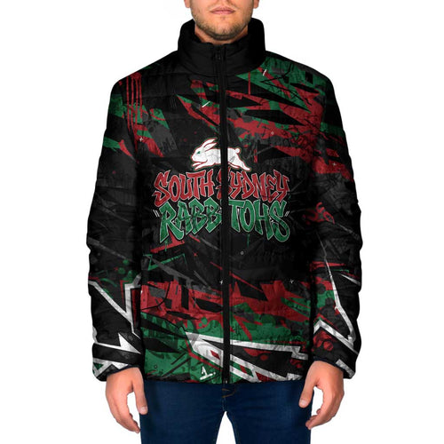Personalized South Sydney Rabbitohs Padded Jacket Graffiti Grunge Abstract Urban Street Style Design