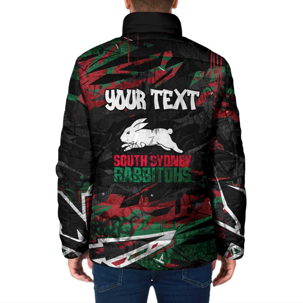 Personalized South Sydney Rabbitohs Padded Jacket Graffiti Grunge Abstract Urban Street Style Design