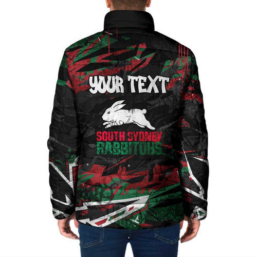 Personalized South Sydney Rabbitohs Padded Jacket Graffiti Grunge Abstract Urban Street Style Design