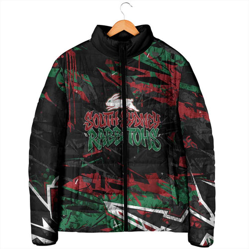 Personalized South Sydney Rabbitohs Padded Jacket Graffiti Grunge Abstract Urban Street Style Design