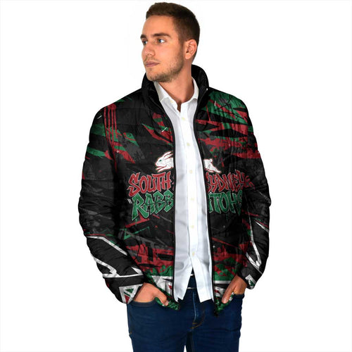 Personalized South Sydney Rabbitohs Padded Jacket Graffiti Grunge Abstract Urban Street Style Design