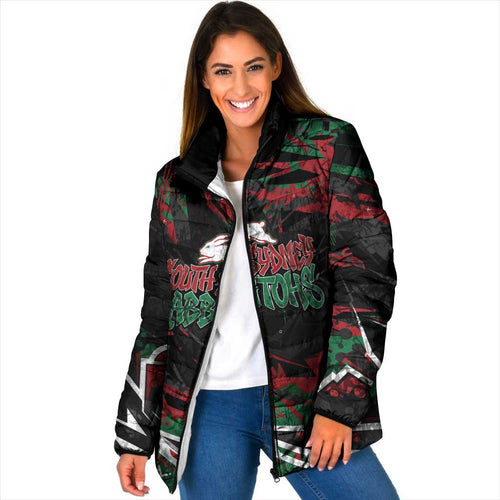 Personalized South Sydney Rabbitohs Padded Jacket Graffiti Grunge Abstract Urban Street Style Design